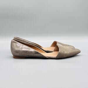 Madewell Shoes Women 7 Metallic Silver Leather D'Orsay Flats Slip On Pointed Toe